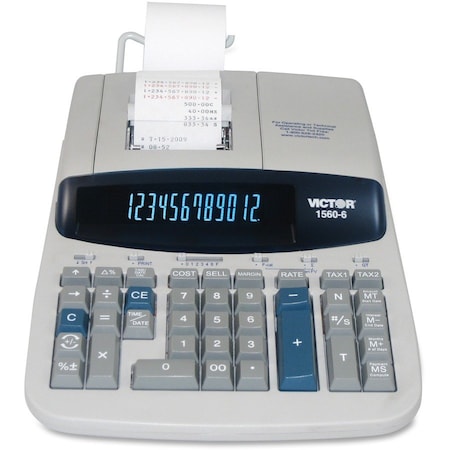 Victor Technology 12-Digit Calculator, 2-Clr Printing, 8-3/4"x12-1/2"x2-3/4", GY VCT15606